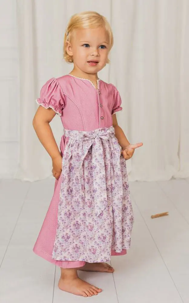 Baby-Dirndl Elena mit Schürze, altrosa