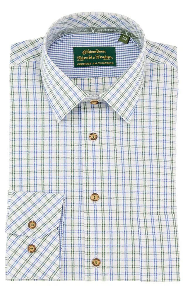 Hemd 2445 3596 23, grün/blau - Slim fit