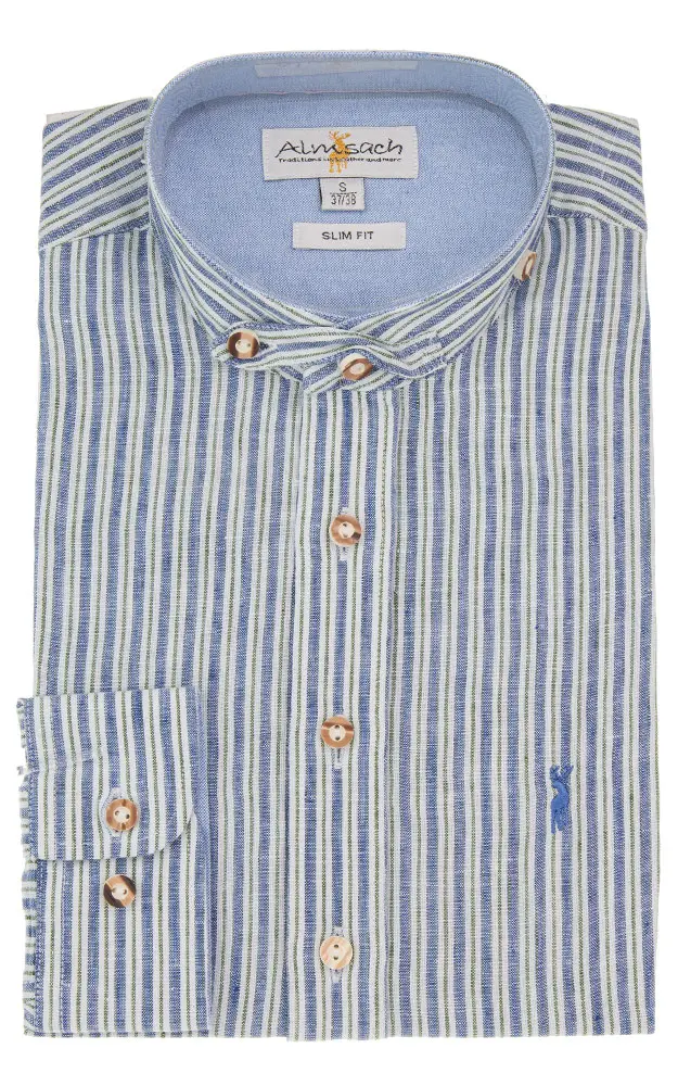 Hemd HE 900 SK, blau/grün gestreift - Slim fit