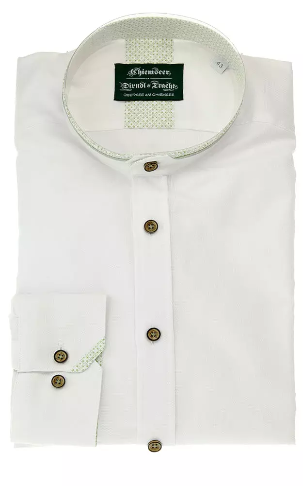 Hemd 3012, weiß/grün - Slim fit