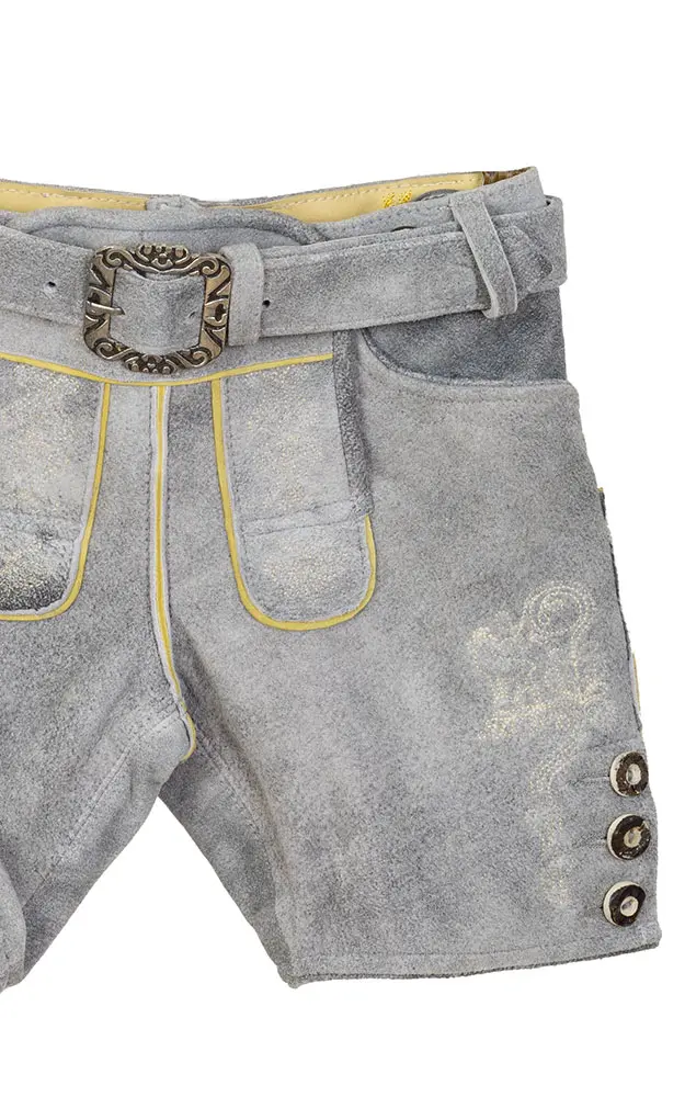 Kinder-Lederhose 7656 mit Gürtel, grau