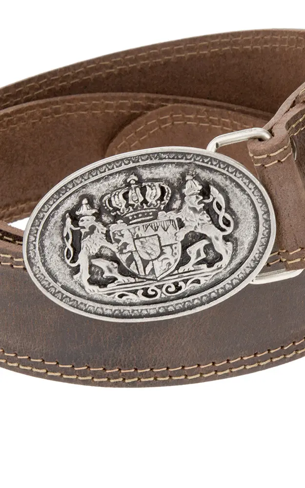 Herrengürtel Bayernwappen, dunkelbraun