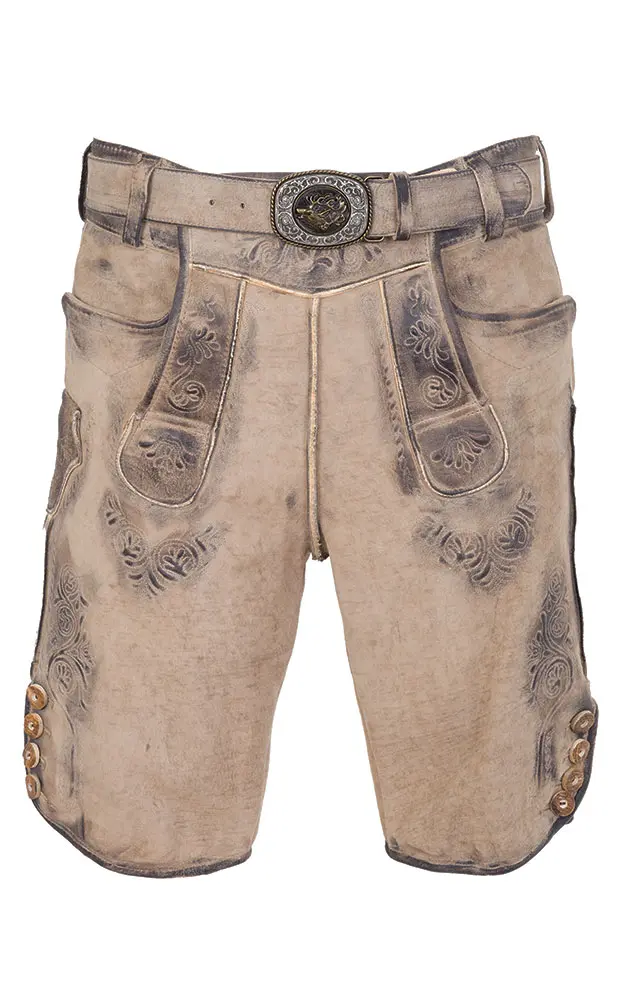 Lederhose Stocksee mit Gürtel, sand kernig