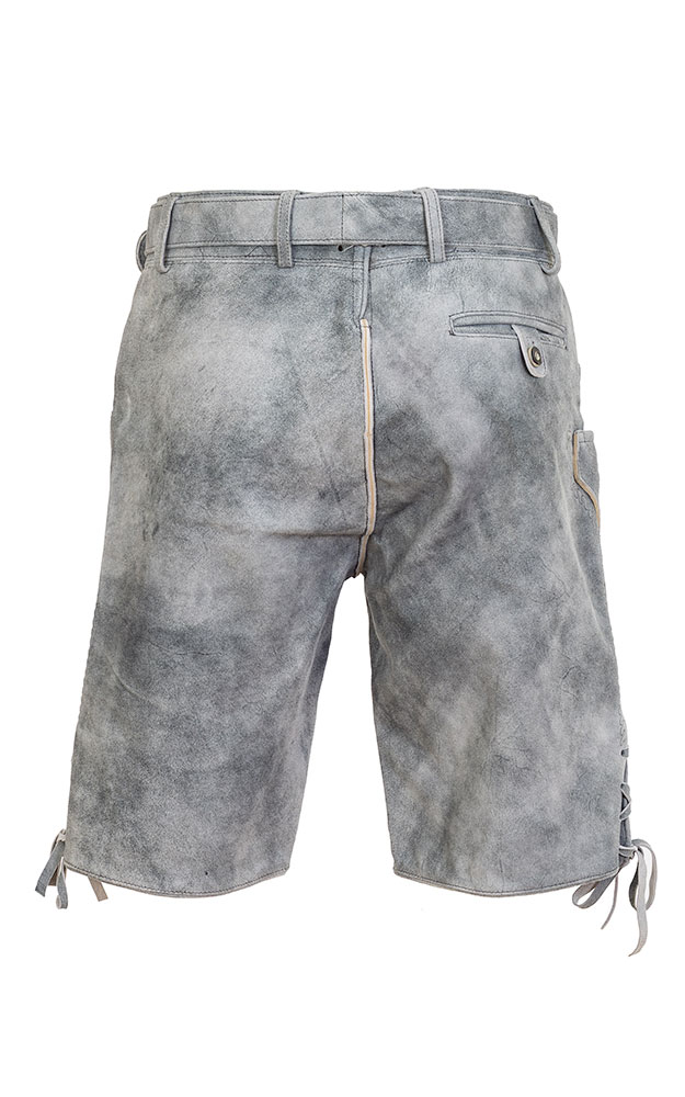 Lederhose 7664 mit Gürtel, grau
