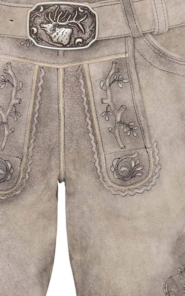 Lederhose Petersberg mit Gürtel, grau