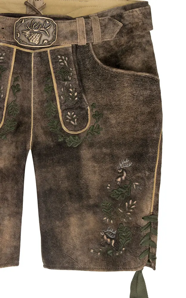 Lederhose Dom mit Gürtel Sämina, trüffel