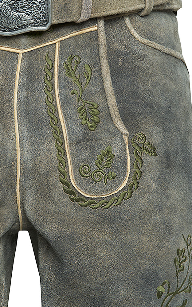 Lederhose Bruno mit Gürtel, graubraun