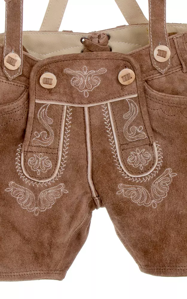 Kinder-Lederhose kurz mit Träger, reh