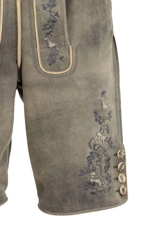 Lederhose Wildleben ohne Träger, beige/grau