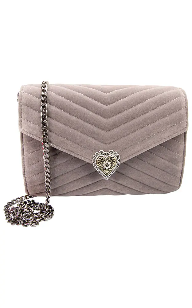 Trachtentasche Samtclutch, grau