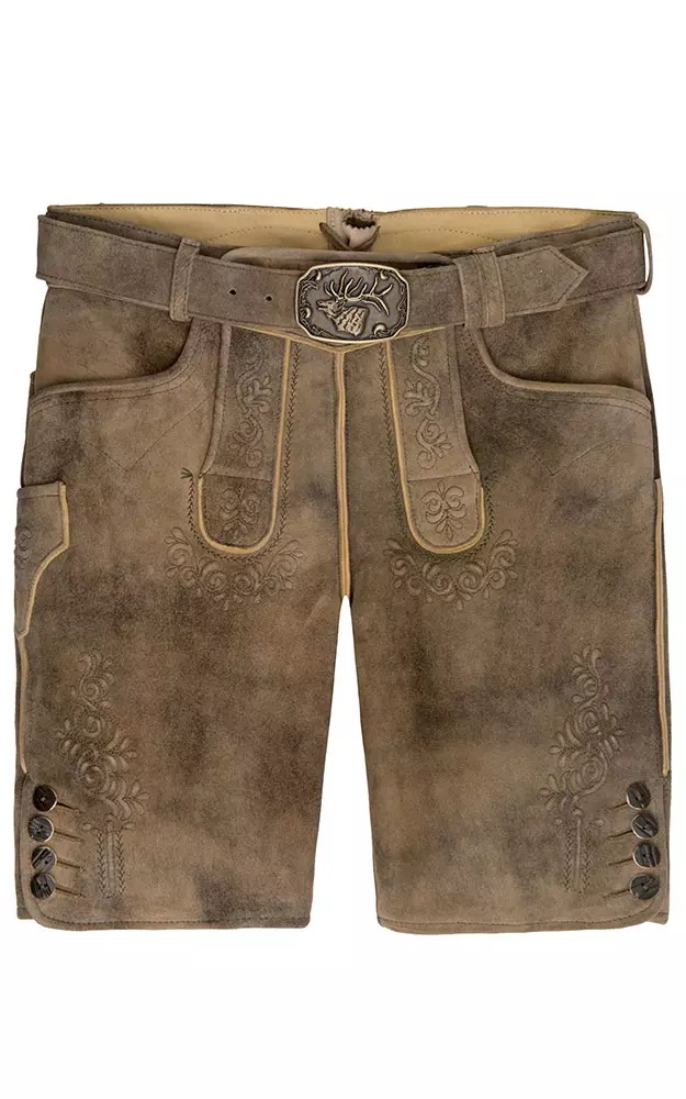 Lederhose Grafenau mit Gürtel, camel