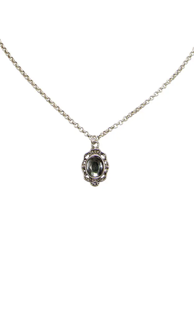 Kette Metall, silber Kristall