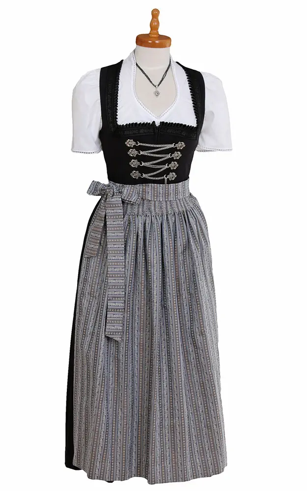 Schürze Streifen, blau/braun