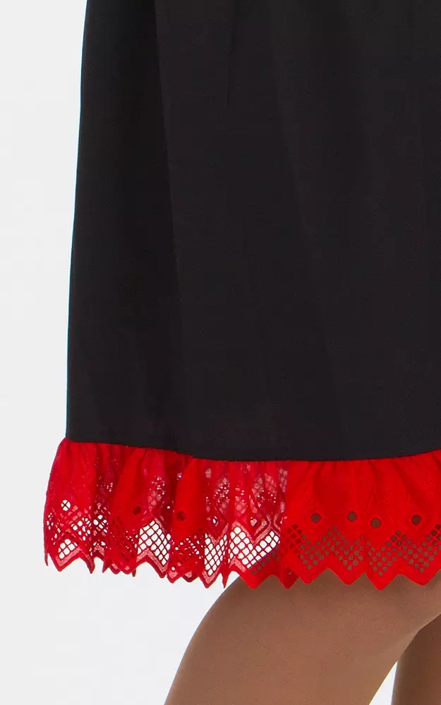 Unterrock Marga mini, schwarz/rot 55cm