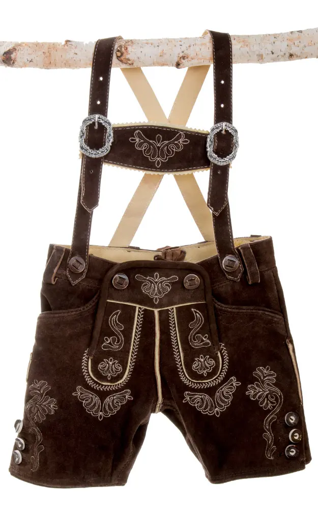 Kinder-Lederhose Michi mit Träger espresso