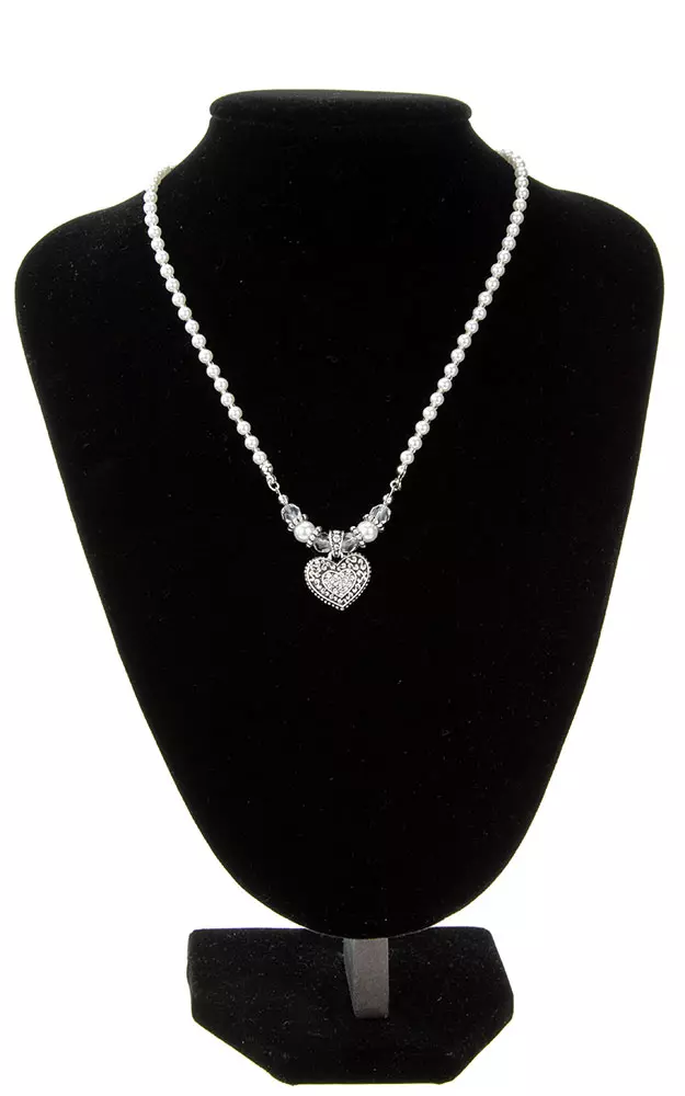 Kette 51050-48377, Perle Herz weiß