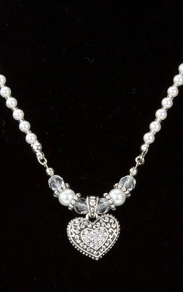 Kette 51050-48377, Perle Herz weiß