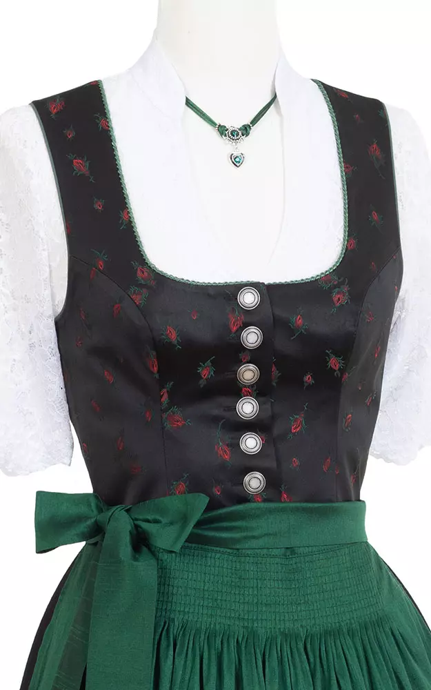 Blusendirndl Griessee /E schwarz Rosen, ohne Schürze