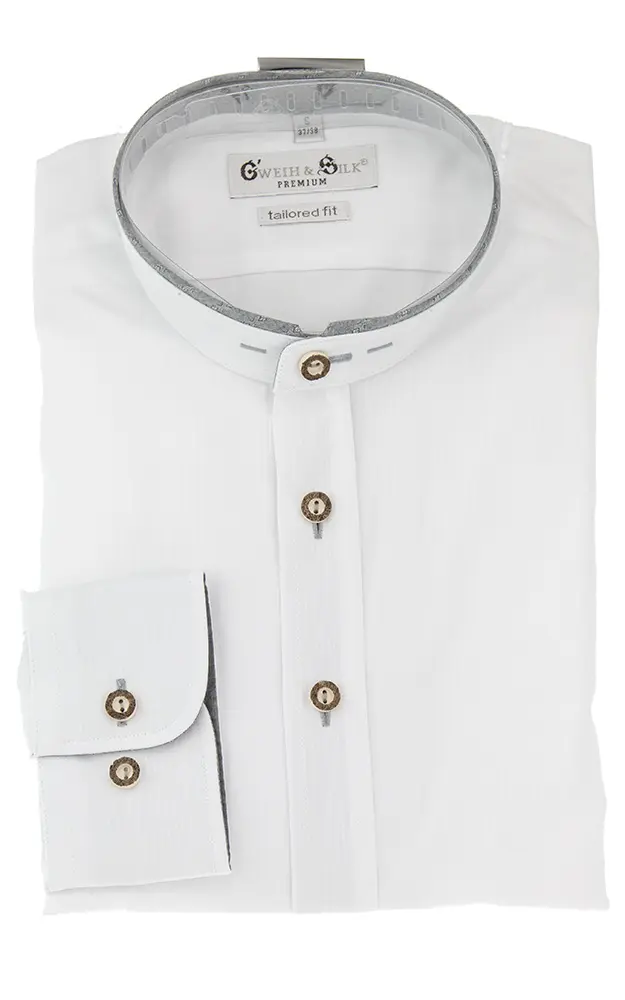 Hemd Pilsensee, weiß/grau - Tailored fit