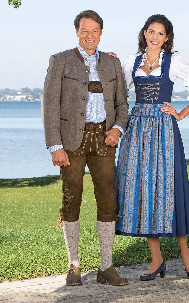 Lederhose Jakob mit Träger, braun antik