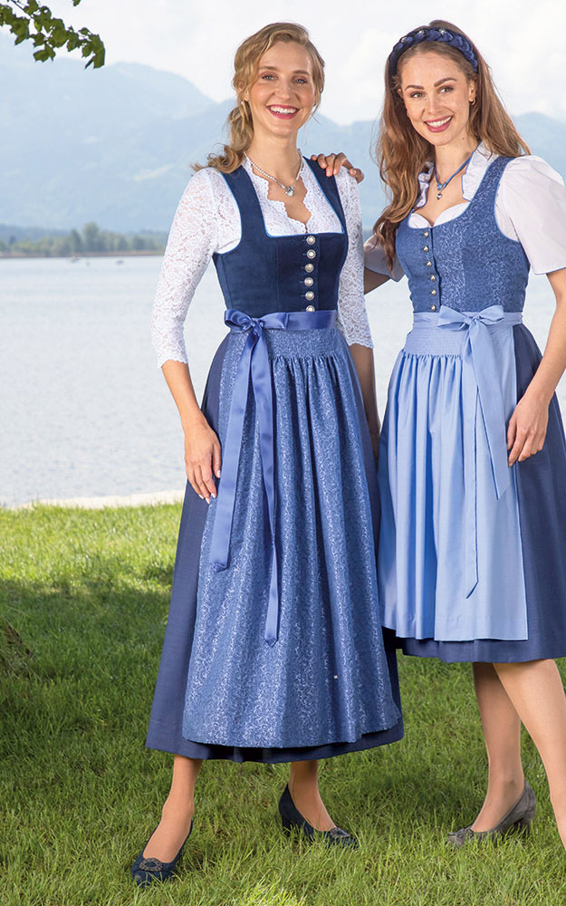 Blusendirndl Isargau Samt blau, ohne Schürze