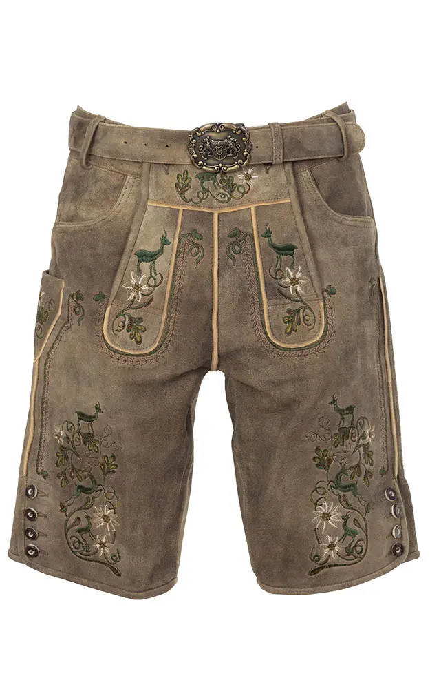 Lederhose 7562 mit Gürtel, beige