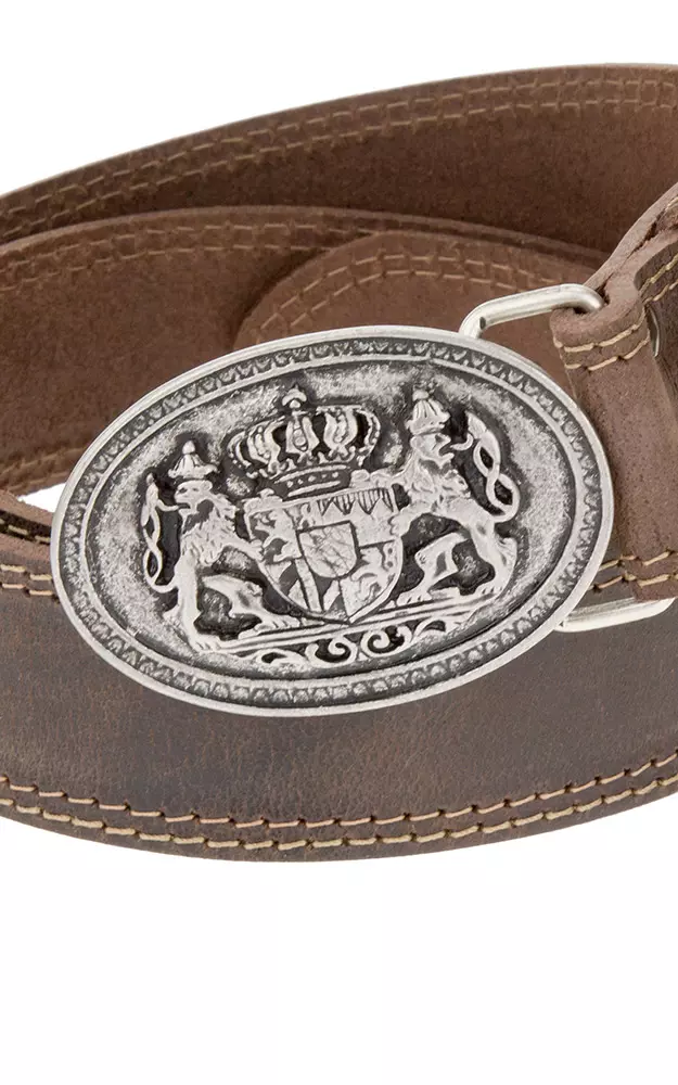 Herrengürtel Bayernwappen, dunkelbraun