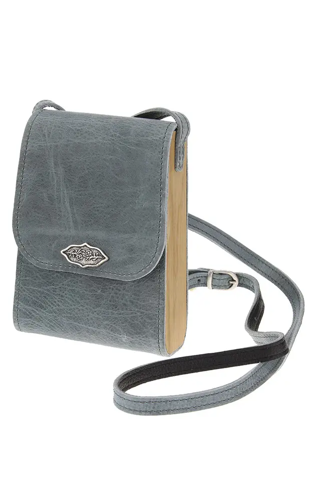 Tasche Leder/Holz 05812, marine