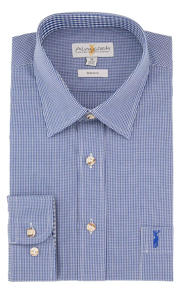 Hemd HE 627, # mittelblau/weiß