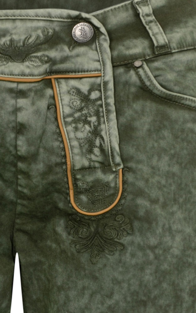 Stofflederhose Trachtenjeans , armygrün