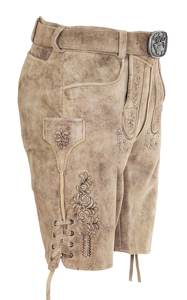 Lederhose Gote mit Gürtel, birke