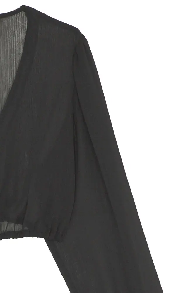 Dirndlbluse Efeu, schwarz Chiffon
