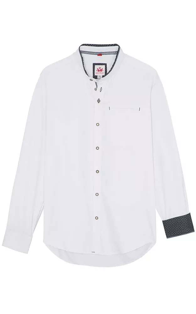 Hemd Greiling SK, weiß/dblau - Slim fit