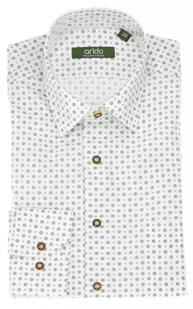 Hemd 2200H 292, weiß/grün LK - Slim fit