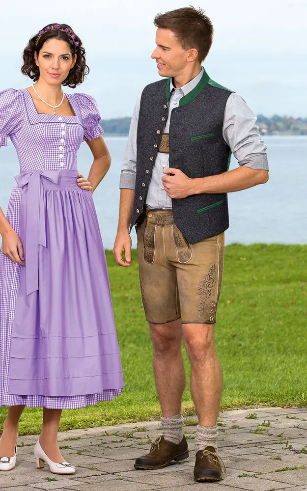 Lederhose Rafael mit Träger, sand antik