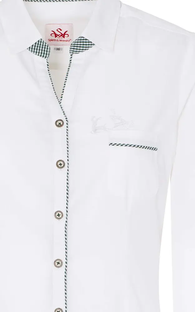 Trachtenbluse Polenta, weiß/grün