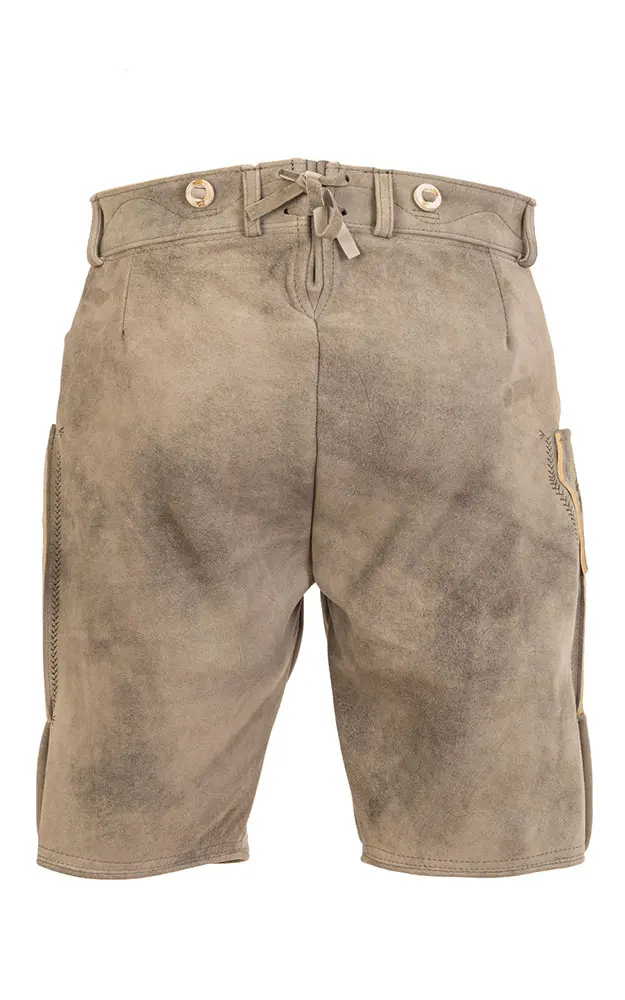 Lederhose Wildleben ohne Träger, graubeige/oliv