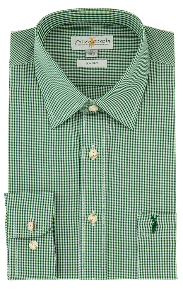 Hemd HE 627, # tanne/weiß