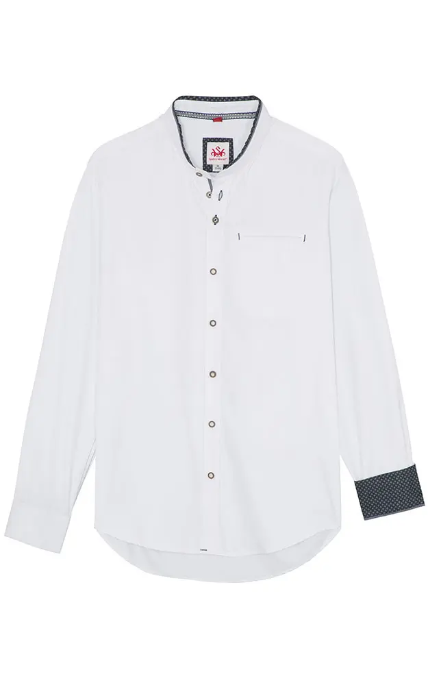 Hemd Greiling SK, weiß/dblau - Slim fit
