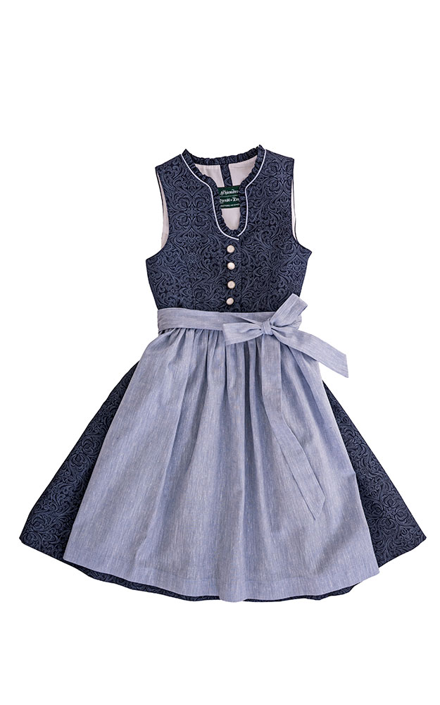 Kinderdirndl Perla mit Schürze, blau