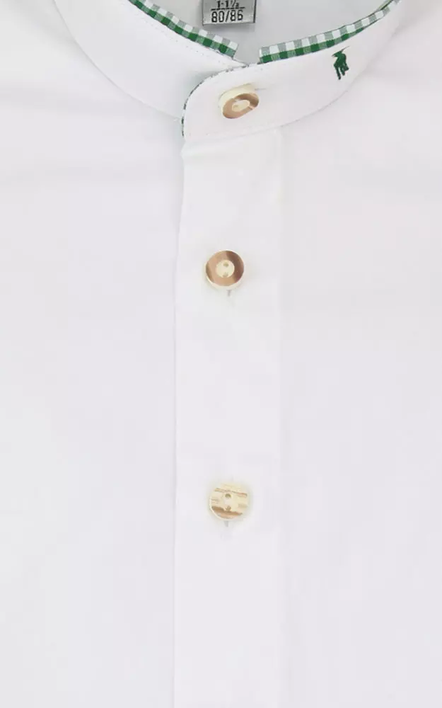 Kinderhemd 923, SK weiß Kragen grün