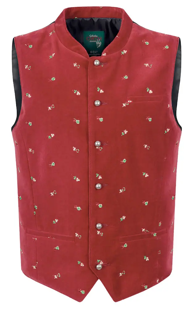 Kinderweste Samt bestickt, weinrot