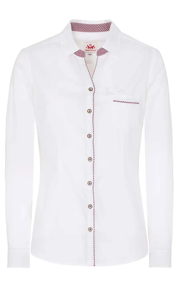 Trachtenbluse Polenta, weiß/rot