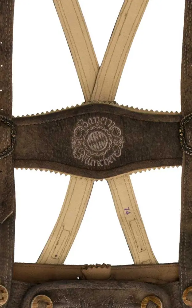 Kinder-Lederhose Ebias mit Träger/Gürtel, braun - FC Bayern