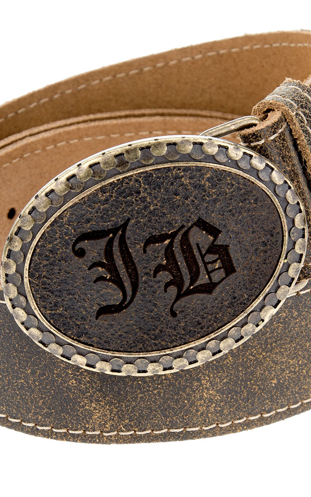 Herrengürtel Initialen Lederinlay